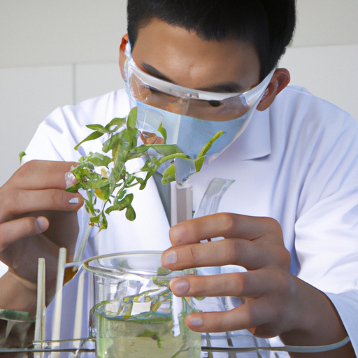 a scientist experimenting with plants
